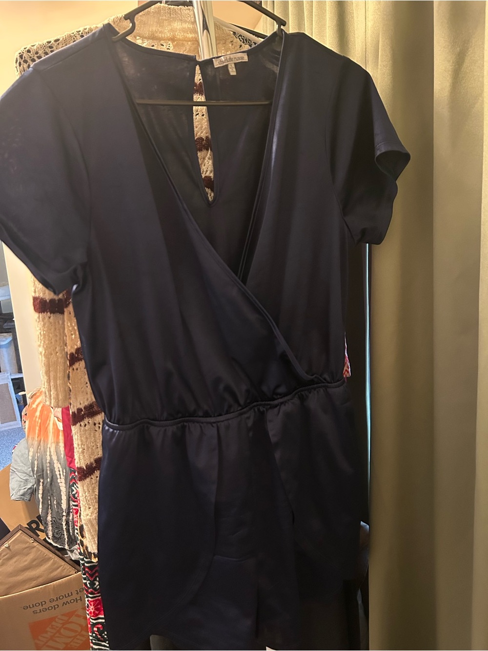 Charlotte Russe Navy Blue Short Sleeve Romper